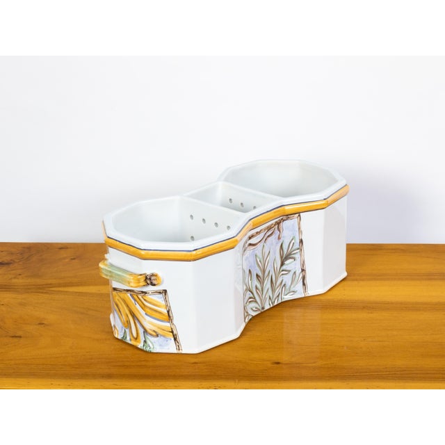 Late 20th Century Faïence Tiffany & Co Wine Cooler Hand Painted with Floral Motifs in France For Sale - Image 11 of 11