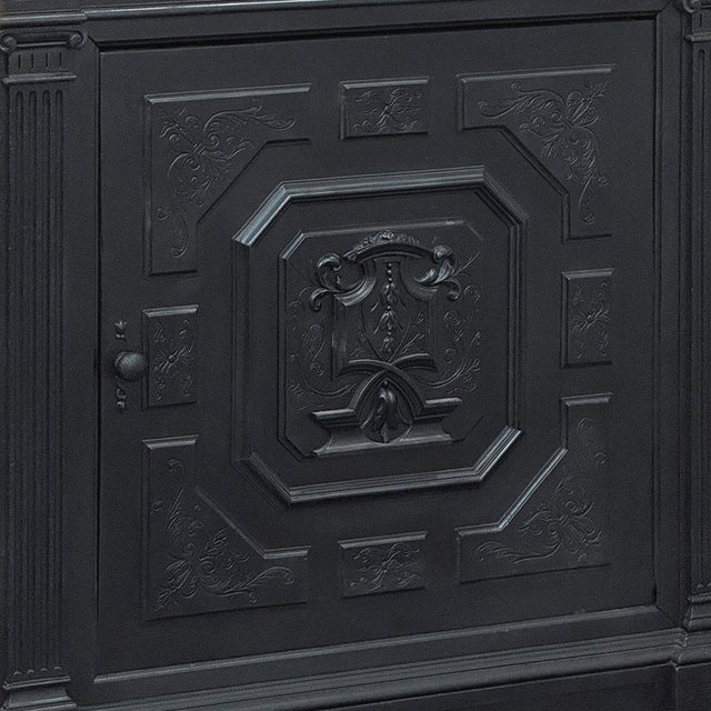 Ebony 19th Century French Napoleon III Ebonized Neoclassical Cabinet With Carrara Marble For Sale - Image 8 of 18