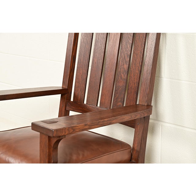 Wood Gustav Stickley Antique Mission Oak Arts & Crafts Rocking Chair, Circa 1910 For Sale - Image 7 of 13