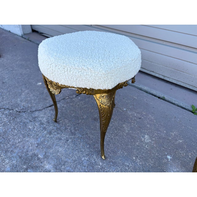 1950s Pair of Italian Chiavari Brass Ottomans For Sale - Image 11 of 12