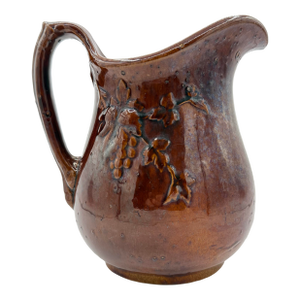 Antique Rockinghamware Grape Relief Pitcher – Brown Tortoiseshell Glaze c.1870–1900