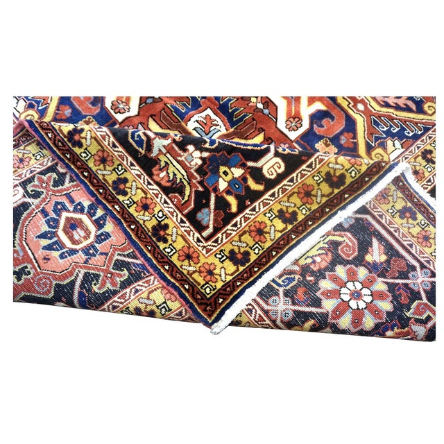 Red Vintage Persian Heriz Wool 13x20 Red, Orange & Black Handmade Oversized Area Rug #9902086 For Sale - Image 8 of 8