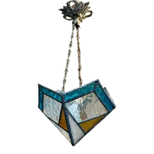 French Art Deco Stained Glass Pendant, Circa 1920