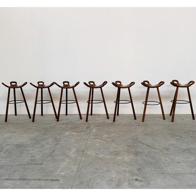 Vintage Bar Stool in Wood in the style of Sergio Rodrigues For Sale - Image 4 of 14