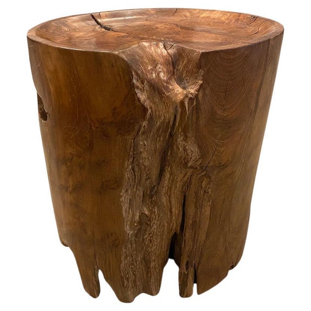 Andrianna Shamaris Organic Natural Teak Wood Tray Side Table For Sale - Image 15 of 18