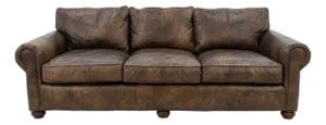 Restoration Hardware Lancaster Classic Brown Leather Luxe Depth Sofa