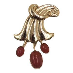 Vintage 1950s Napier Cabochon Faux-Carnelian Fur Clip