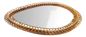 Rattan and Bamboo Teardrop Mirror, 1950s