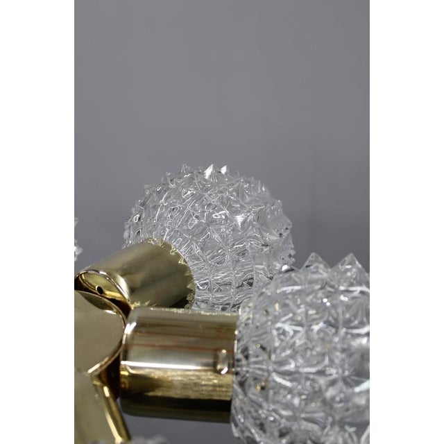 Metal Mid-Century Sputnik Brass Glass Chandelier, Former Czechoslovakia, 1970s For Sale - Image 7 of 12