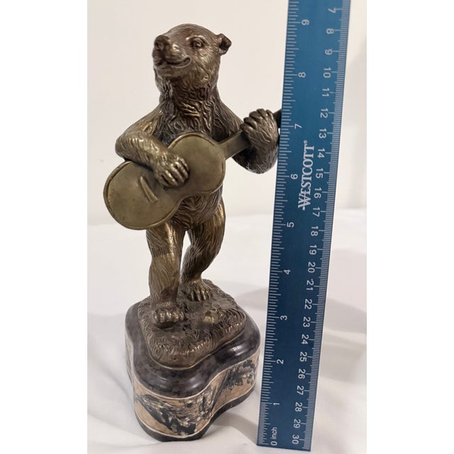 Vintage Castilian Bronze Animal Band Sculptures - Playing Guitar and Drum (Model 3036-34a) - A Matched Pair For Sale - Image 16 of 16