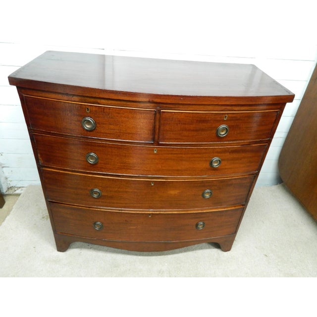 Mahogany Bow Front Chest of Drawers, 1890s For Sale - Image 5 of 18