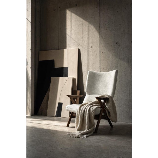 Wood Mid-Century Norwegian Modern Teak and White Bouclé Lounge Chair, 1960s For Sale - Image 7 of 18