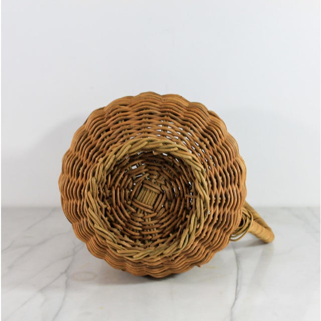 Wood Vintage Woven Wicker Pitcher With Handle For Sale - Image 7 of 10