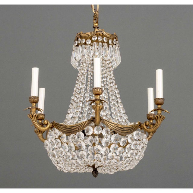 Late 20th Century French Empire Style Bronze Basket Chandelier For Sale In New York - Image 6 of 11