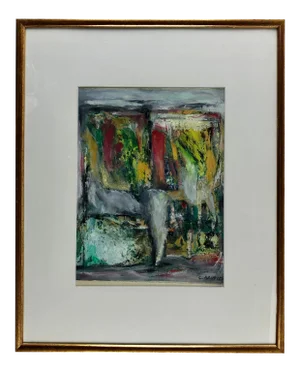 Original Abstract Painting by C. Azuelos in the Manner of Barbara Kreitman