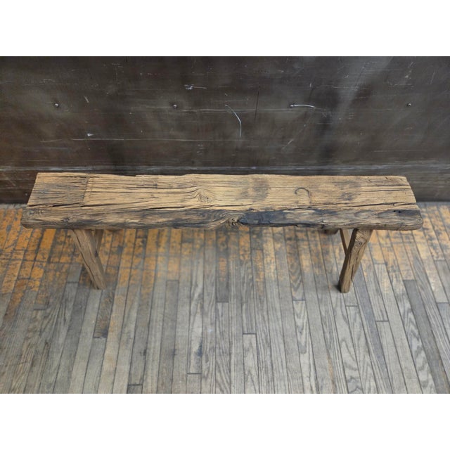 Rustic Reclaimed Wood Bench For Sale - Image 3 of 5