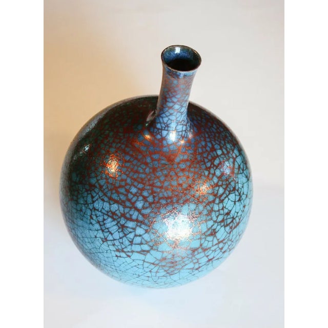 Blue Spherical Vase Sculpture in Ceramic Stoneware by Carlo Zauli, 1970s For Sale - Image 3 of 5