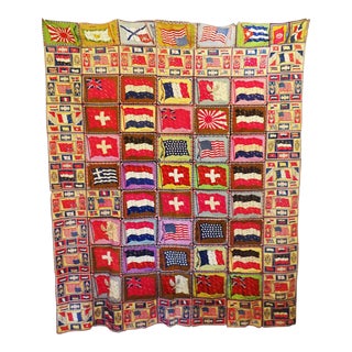 Vintage Cigar Felt World's Flags Textile Art For Sale