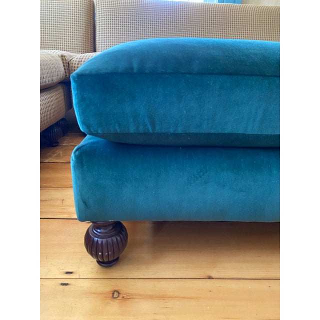 Oversized Custom Evergreen Velvet Ottoman For Sale - Image 4 of 6