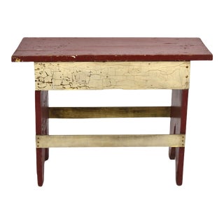 Mid 20th Century Vintage Rustic Handmade Dark Red Painted Wood Bench For Sale