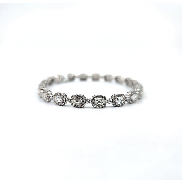 Silver 5.67 Ct Diamond Bracelet Tennis Bracelet For Sale - Image 8 of 8