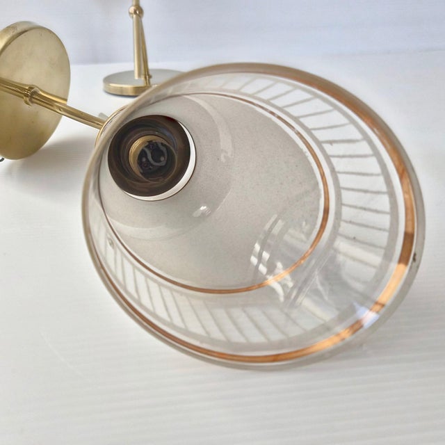 Vintage Wall Lights in Glass and Gilded Brass, 1950s, Set of 2 For Sale - Image 9 of 12
