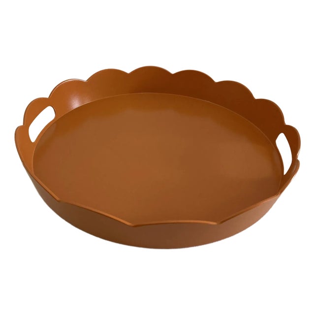 Hand Painted Lacquered Scallop Tray Orange For Sale