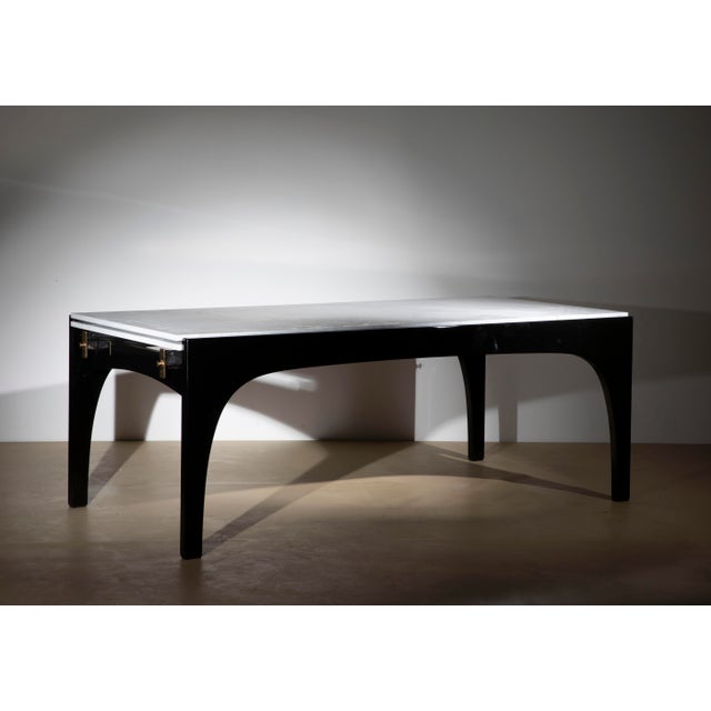 Wood Large Extendable Marble and Lacquered Wood Dining Table by Ignazio Gardella for Misura Emme, Italy, 1985 For Sale - Image 7 of 11