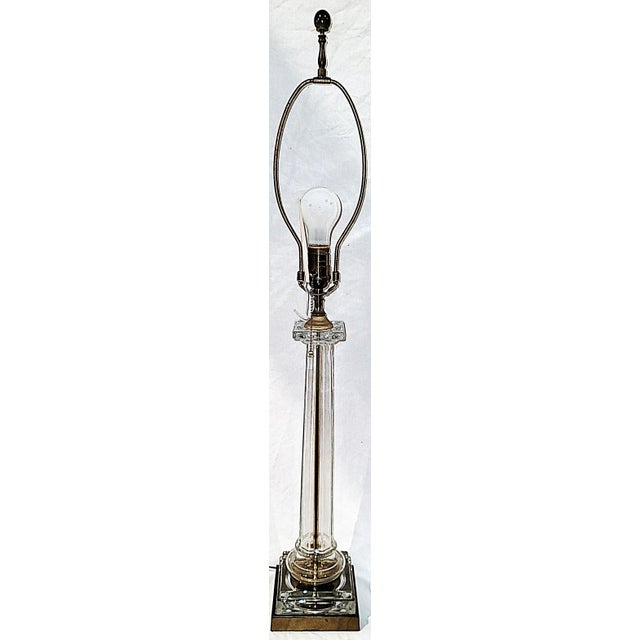 Vintage Glass Column Table Lamp For Sale - Image 4 of 9