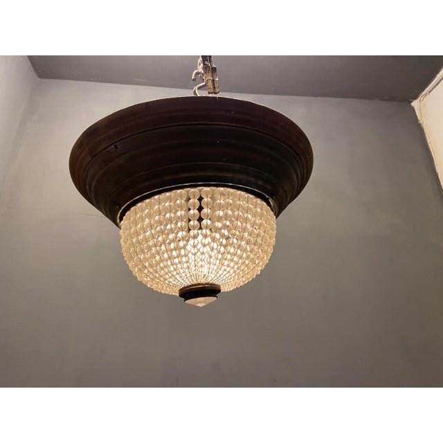 Vintage Crystal Beaded Flush Mount, 1940s For Sale - Image 6 of 9
