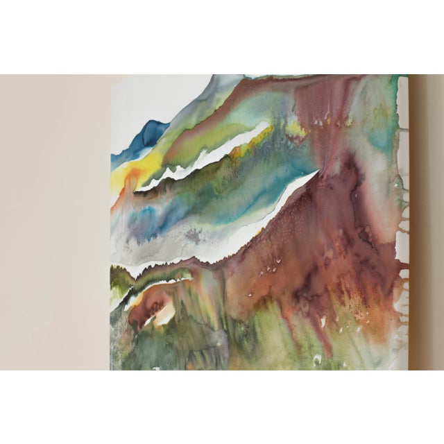2020s "Autumnal No. 31" Contemporary Original Abstract Mountain Landscape Watercolor Painting on Canvas by Elizabeth Becker For Sale - Image 5 of 5