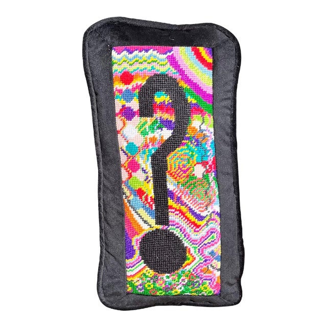 Hand-Embroidered Needlepoint "Huh?" Custom Made Pillow, Original For Sale