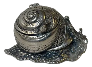 Vintage Italian Figural Snail Pill Box in White Metal, 1980s