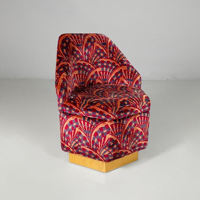 Wood Italian Modular Sofa in Geometric Fabric and Wood, 1970s, Set of 6 For Sale - Image 7 of 18