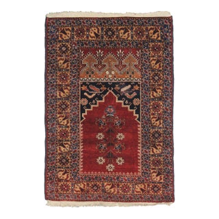 1900s Hand Knotted Fine Silk Rug - 3′ × 4′6″ For Sale
