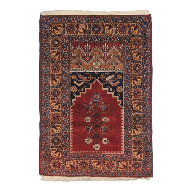 1900s Hand Knotted Fine Silk Rug - 3′ × 4′6″ For Sale