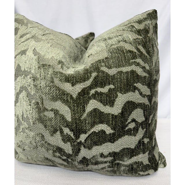 Transitional Tiger Chenille in Olive Green 22" Pillows-a Pair For Sale - Image 3 of 3