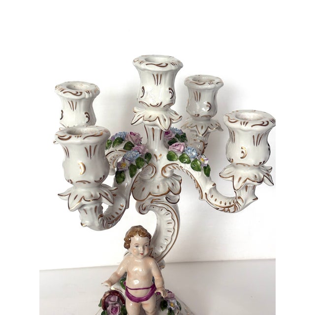Vintage Porcelain Five-Light Candlestick, 1920s For Sale - Image 10 of 12
