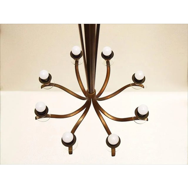 Mid-Century Modern Brass Chandelier, Italy, 1950s For Sale - Image 3 of 12