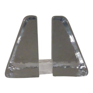Don Shepard Wedge Blenko Block Glass Bookends - a Pair For Sale