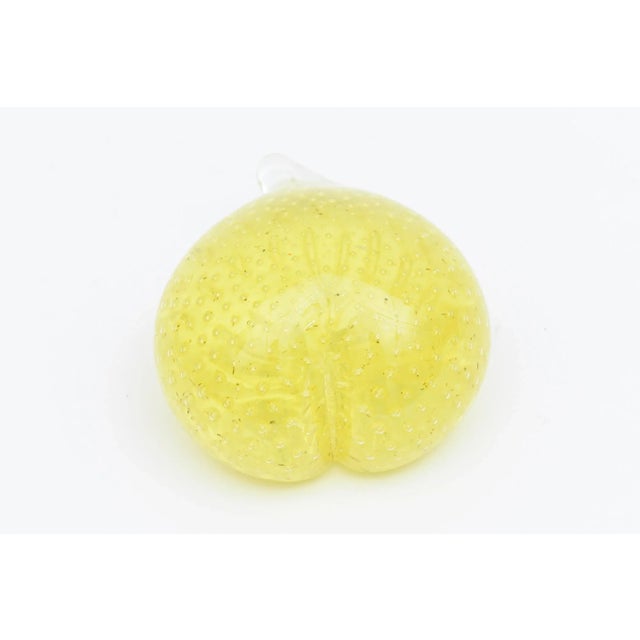 Mid Century Modern Murano Yellow Bullecante Bubble Paperweight Italy, 1950's For Sale In Miami - Image 6 of 12
