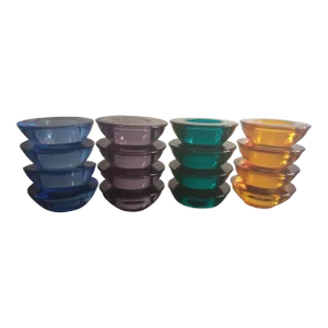 1980s Crate & Barrell Colored Tealite Candle Holders- Set of 16