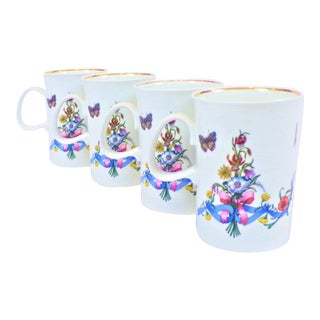 1990s Gucci Porcelain Botanical Mugs - Set of 4 For Sale