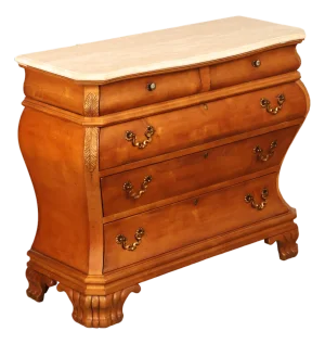 Century Furniture French Style Bombe Chest With Marble Top