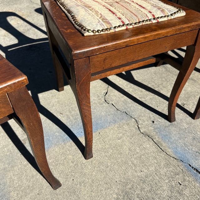 Wood Vintage Wooden Dining Chairs With Studded Cushions- Set of 6 For Sale - Image 7 of 10