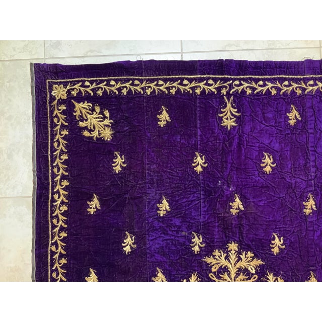 Antique Velvet and Gold Embroidery Textile For Sale In Miami - Image 6 of 13