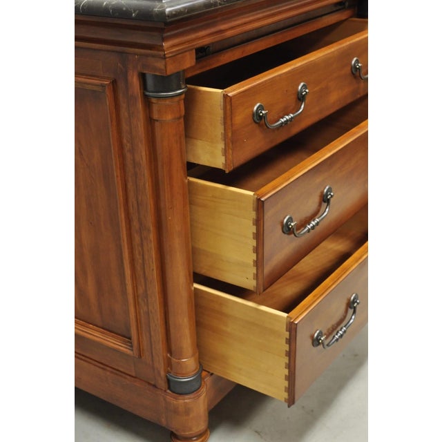 Kincaid French Country Cherry Wood 3 Drawer Marble Top Nightstand Bedside Table For Sale - Image 12 of 15