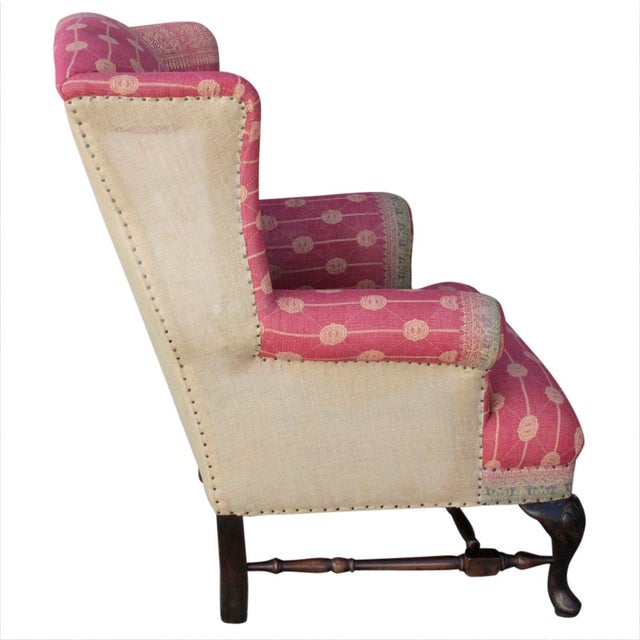 Kantha Reupholstered Wingback Chair Chairish