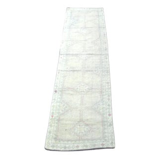 Turkish Beige & Pink Herki Runner Rug For Sale