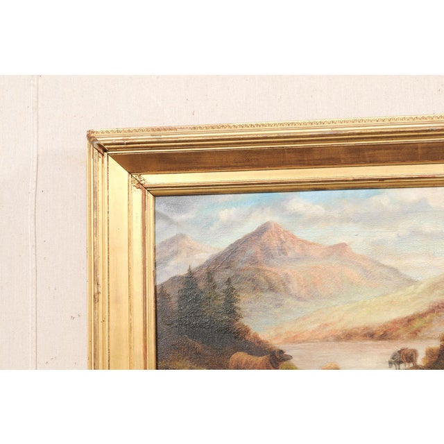 English 19th Century English Landscape W/ Highland Cattle For Sale - Image 3 of 11